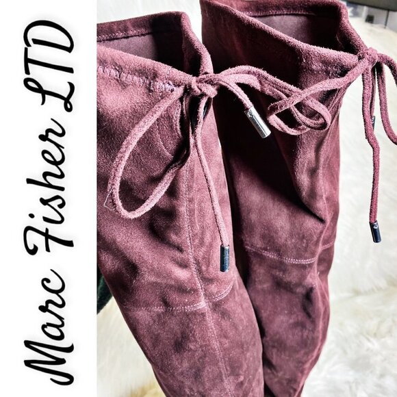 MARC FISHER LTD Yuna Burgundy Red Over the Knee Faux Suede Boot, Size 6M - Picture 4 of 10
